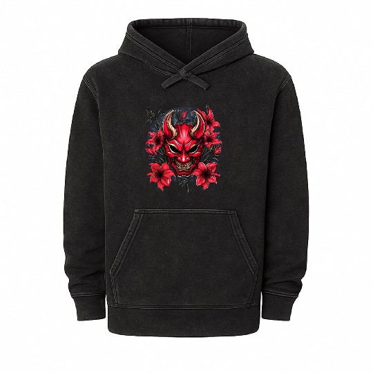 Hannya Red Lily Mineral Wash Hoodies