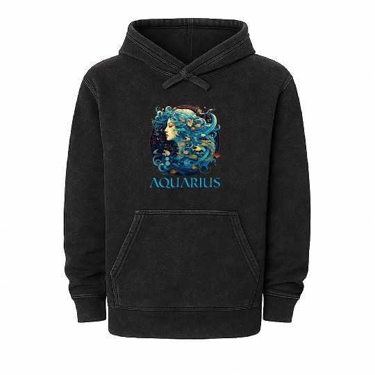Embrace Your Aquarius Identity: Aquarius Zodiac Mineral Wash Hoodies