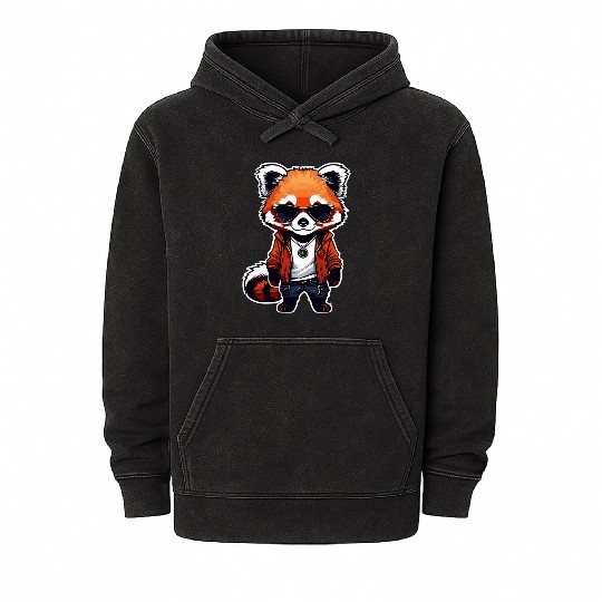 Chibi Red Panda Mineral Wash Hoodies