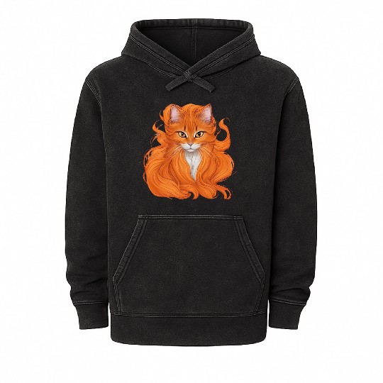 A beautiful, small orange cat. Innovative and fres Mineral Wash Hoodies