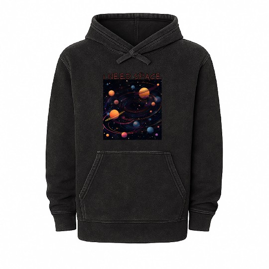 i need space, planets constellation Mineral Wash Hoodies