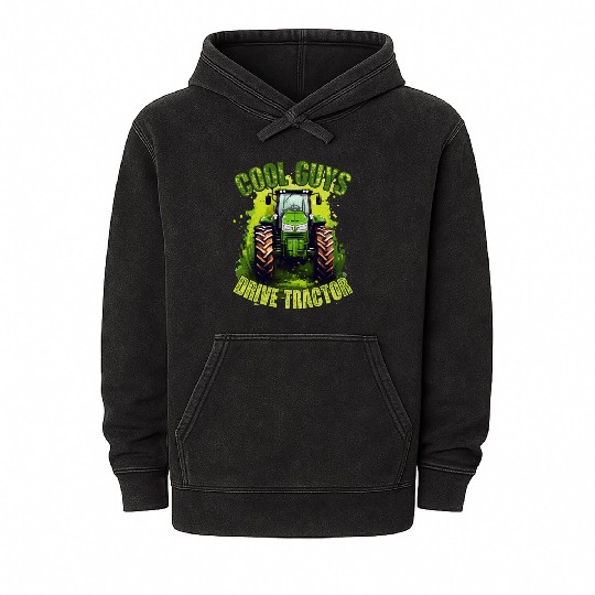 Cool Guys Drive Tractor Farmer Agriculture Gift Mineral Wash Hoodies
