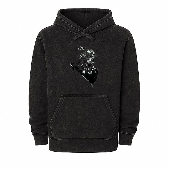 Monochrome Street Fighter: Akuma's Knightly FanAr Mineral Wash Hoodies