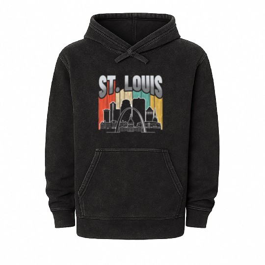 St. Louis Missouri Vintage Mineral Wash Hoodies
