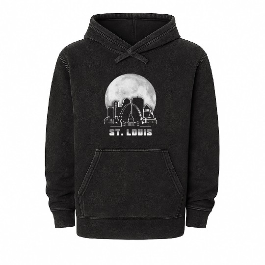 St. Louis Missouri Full Moon Mineral Wash Hoodies