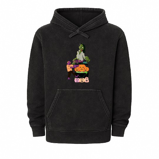 Zombie on Zombie Boobie doll over pumpkin potion Mineral Wash Hoodies