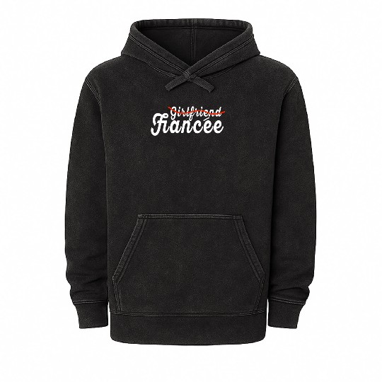 Girlfriend Fiancee Couple Engagement Engaged Mineral Wash Hoodies