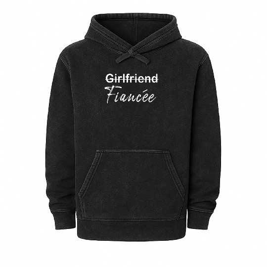 Girlfriend Fiancee Couple Engagement Engaged Mineral Wash Hoodies