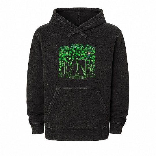 St. Louis Missouri Saint Patrick's Day Mineral Wash Hoodies