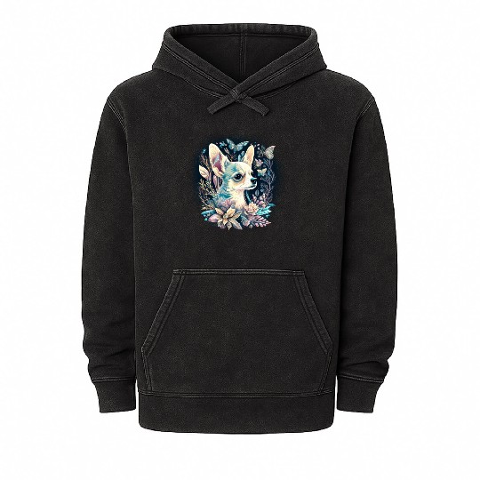 Chihuahua | Cute Dog | Beautiful | Flowers | Girl Mineral Wash Hoodies