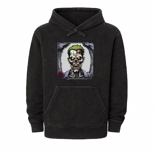 Zombie / Monster / Halloween /green / undead /dead Mineral Wash Hoodies