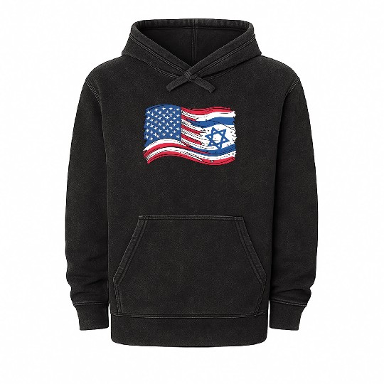 USA Israel flag! We stand with Israel! Mineral Wash Hoodies