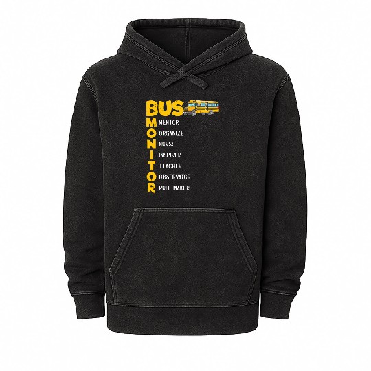 School Bus Aide Women Bus Monitor Mineral Wash Hoodies