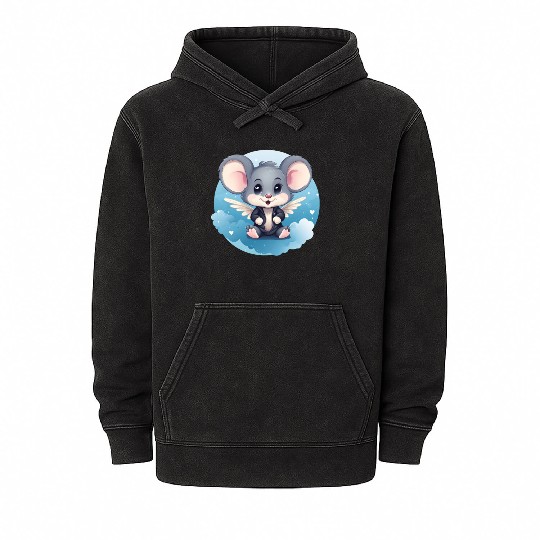 Mouse Angel Wings Rat Mineral Wash Hoodies