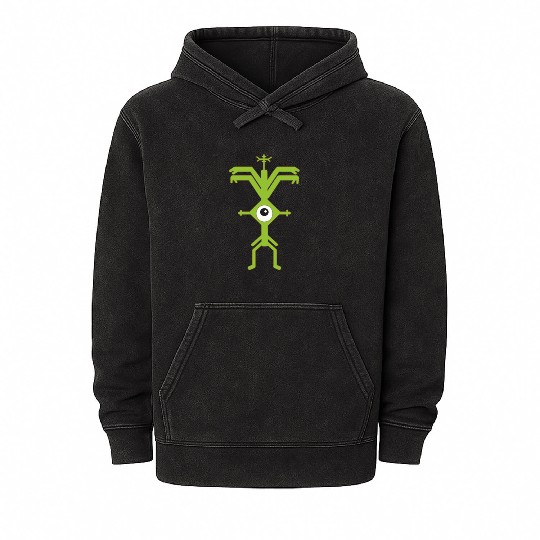 Psychedelic Man Logo green Mineral Wash Hoodies