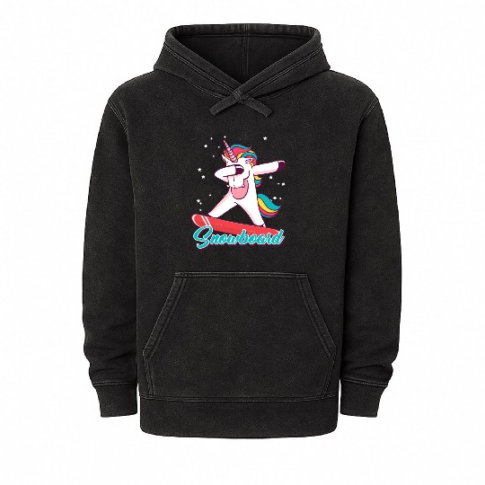 Snowboard Girls Snowboarding Unicorn Mineral Wash Hoodies