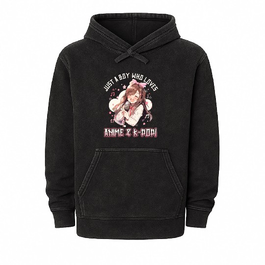 Just a Boy who loves Anime and K-Pop Mineral Wash Hoodies