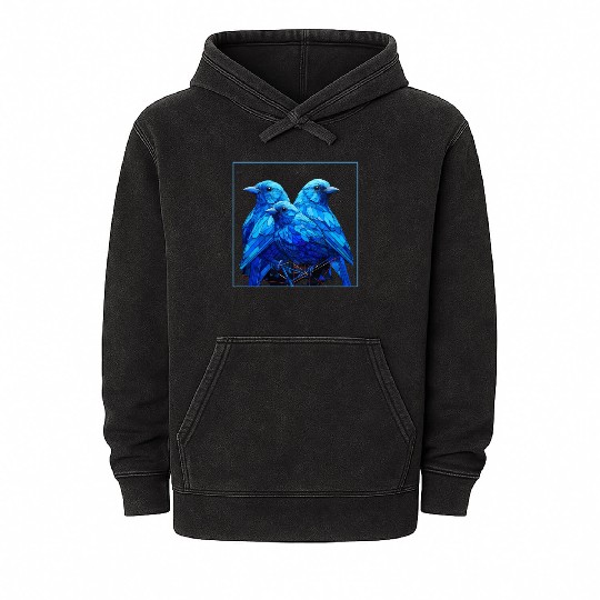 Geometric Birds Mineral Wash Hoodies