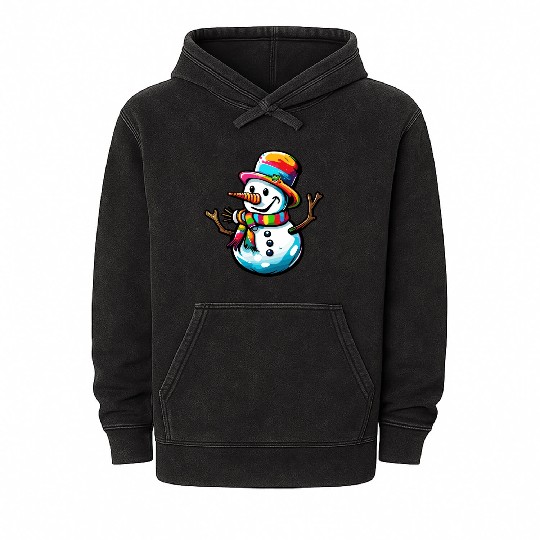 Snowman / Winter / Snowflake / White / Frosti Mineral Wash Hoodies
