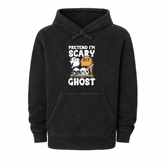 Pretend i'm scary ghost | scary halloween fun Mineral Wash Hoodies