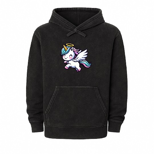 Heavenly Unicorn: Sweet Magic with Angel Wings Mineral Wash Hoodies