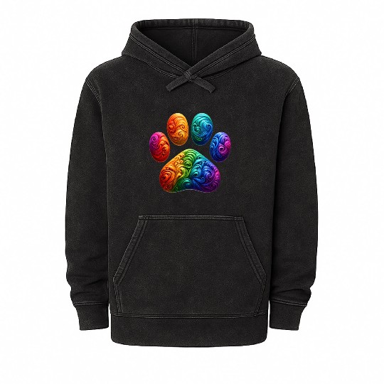 Colorful Paw Prints Edition Mineral Wash Hoodies