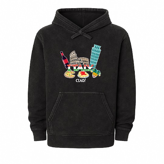 I LOVE ITALY Mineral Wash Hoodies