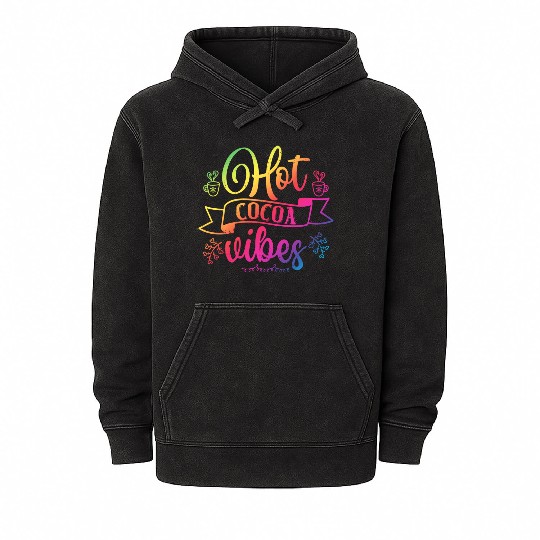 Chocolate Lover Hot Cocoa Vibes Mineral Wash Hoodies