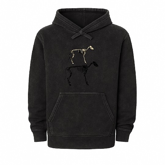 happy halloween skeleton dog Mineral Wash Hoodies