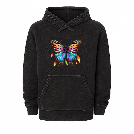 Colorful artistic butterfly Mineral Wash Hoodies