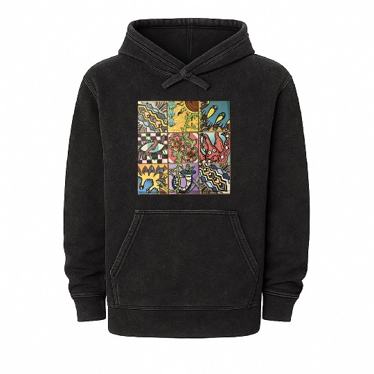 Hand painted wooden squares art by KateToxin Mineral Wash Hoodies