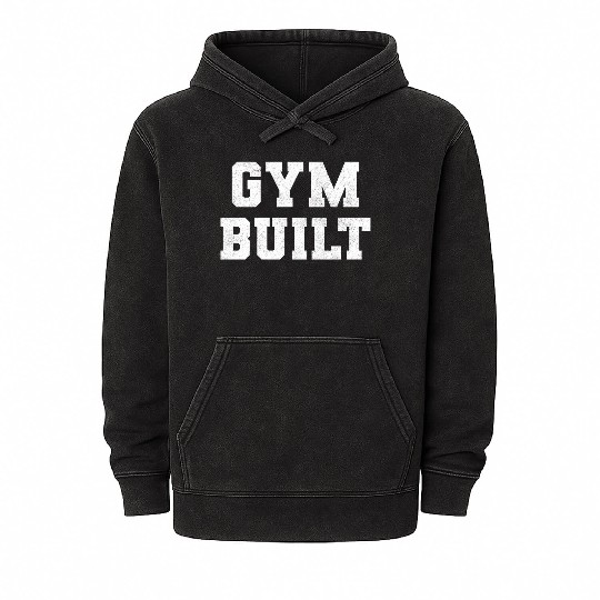 Gym Built White Typography Mineral Wash Hoodies