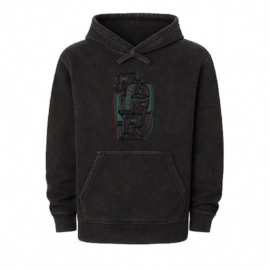 Abstract lines portrait Mineral Wash Hoodies