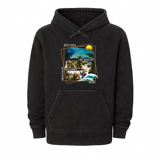 West Coast Los Angeles California Beach Mineral Wash Hoodies