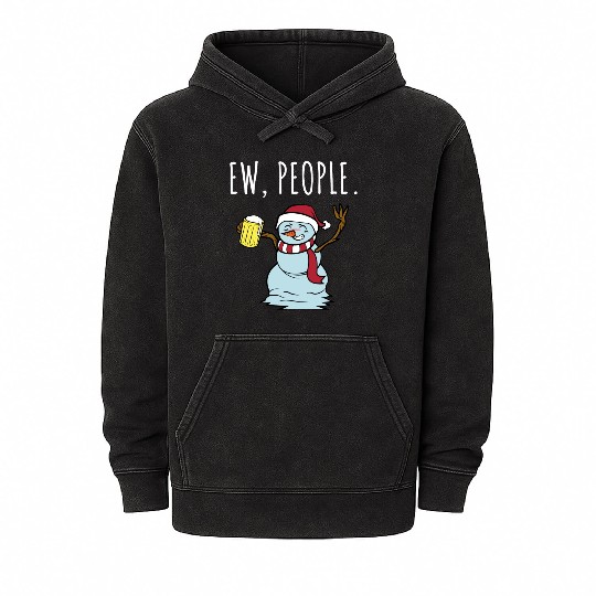 Merry Christmas Ew People Drunk Beer Snowman Mineral Wash Hoodies