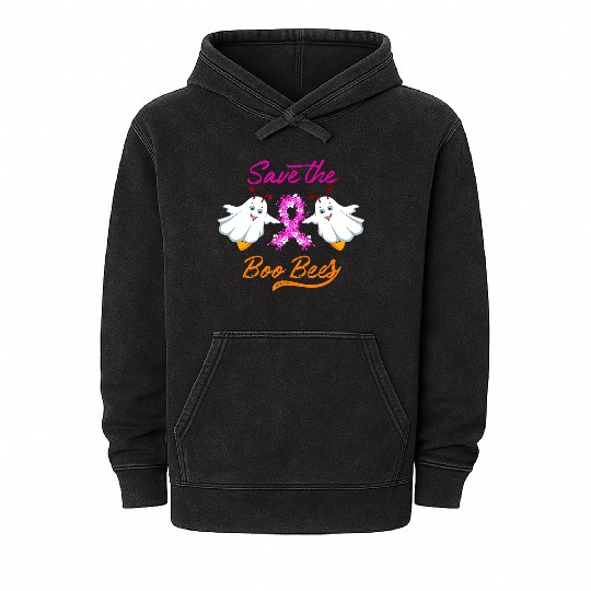 Breast Cancer Halloween Save The Boo Bees Mineral Wash Hoodies