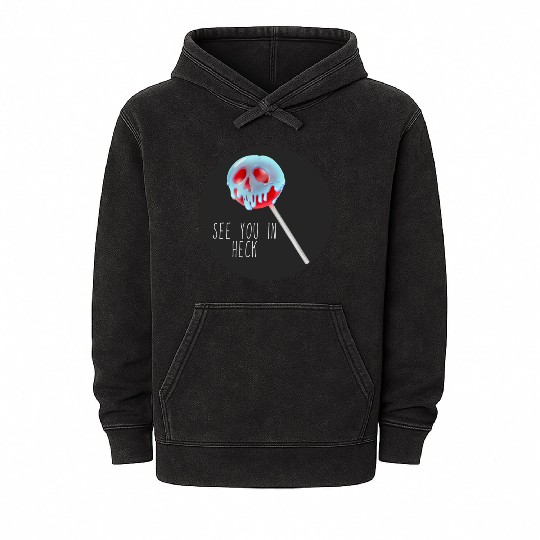 See You In Heck Poison Skull Candy Mineral Wash Hoodies