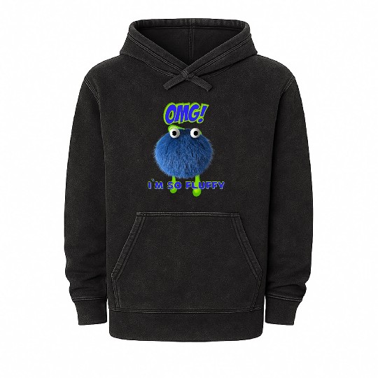 OMG Im So Fluffy, Cute Furry monster. Mineral Wash Hoodies