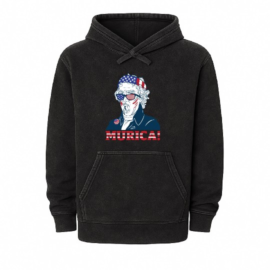 Patriotic President Thomas Jefferson Murica Mineral Wash Hoodies