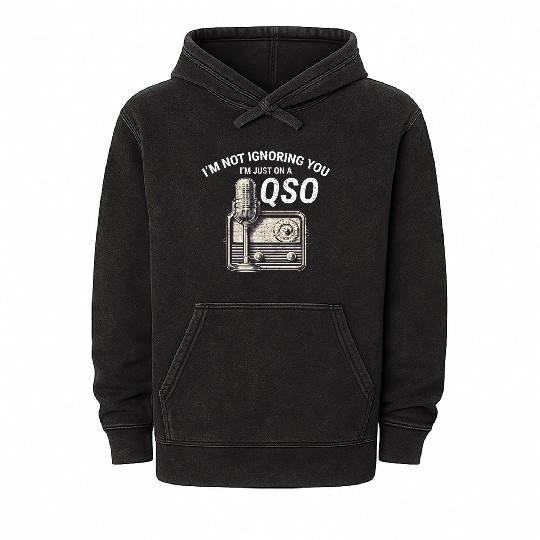 Nostalgic QSO Vintage Ham Radio Operator Classic Mineral Wash Hoodies