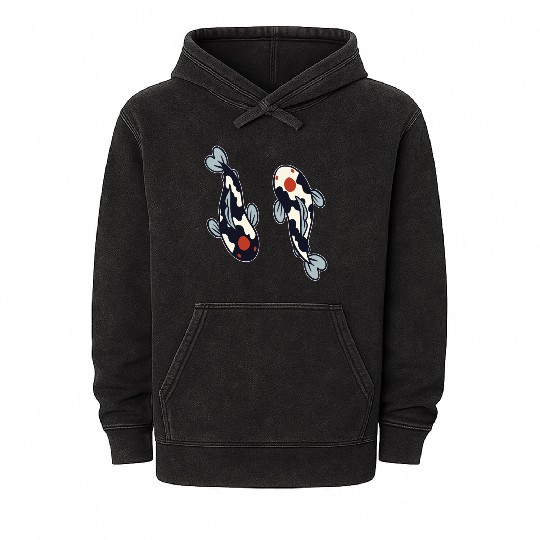 Koi Fish Mineral Wash Hoodies