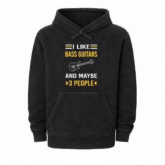 3 People Bass Guitar Guitars Guitarist Mineral Wash Hoodies