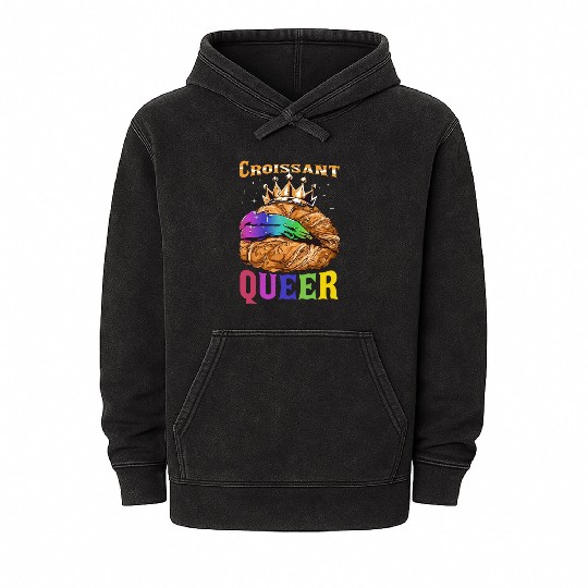 Croissant Queer French Pastry Funny LGBTQ Mineral Wash Hoodies