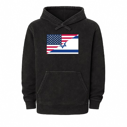 Israel USA flag flags Mineral Wash Hoodies