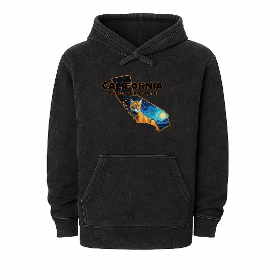California Wildlife - mountain lion Mineral Wash Hoodies