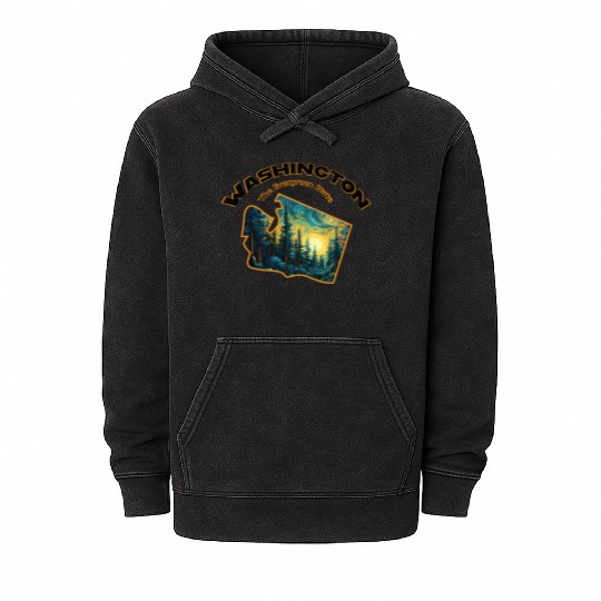 Washington Wildlife - evergreen Mineral Wash Hoodies