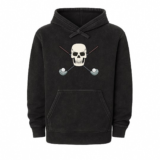 GOLF SKULL PIRATE FLAG/JOLLY ROGER DESIGN Mineral Wash Hoodies