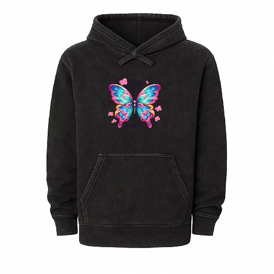 Butterfly Design Mineral Wash Hoodies