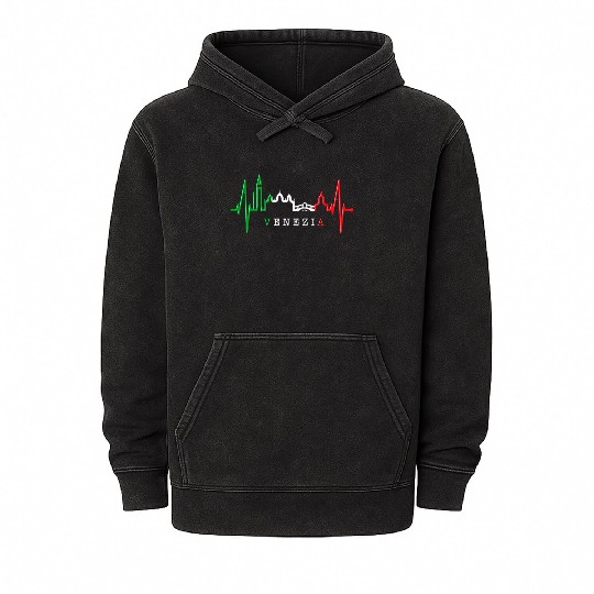 Venice Skyline Italy Heartbeat Italia Love Venezia Mineral Wash Hoodies