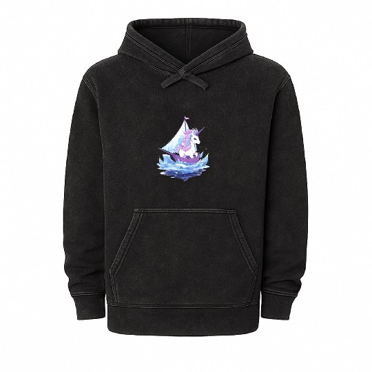 Ice Sailing Unicorn Ice Sailor Ice Boating Mineral Wash Hoodies
